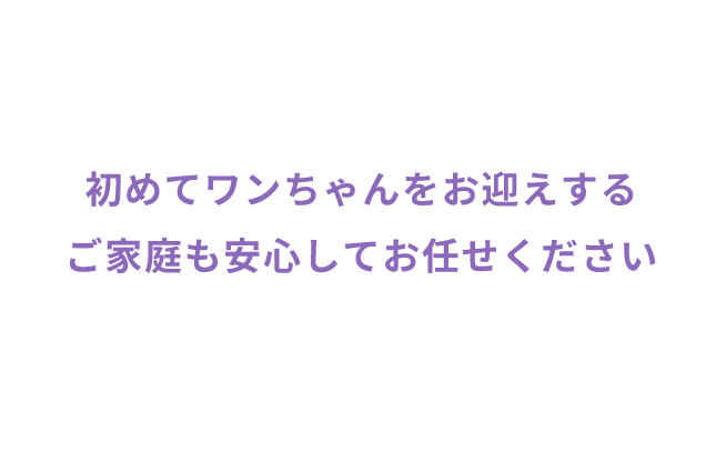 初めてワンちゃんをお迎えするご家庭も安心してお任せください